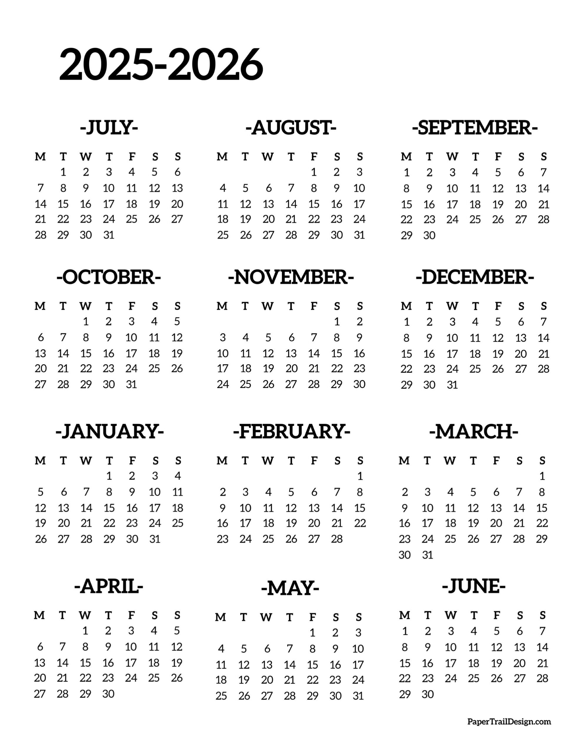 May Calendar 2026 Monday Start