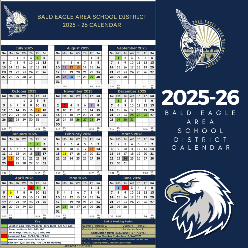 2025 26 School Calendar PORT MATILDA ELEMENTARY