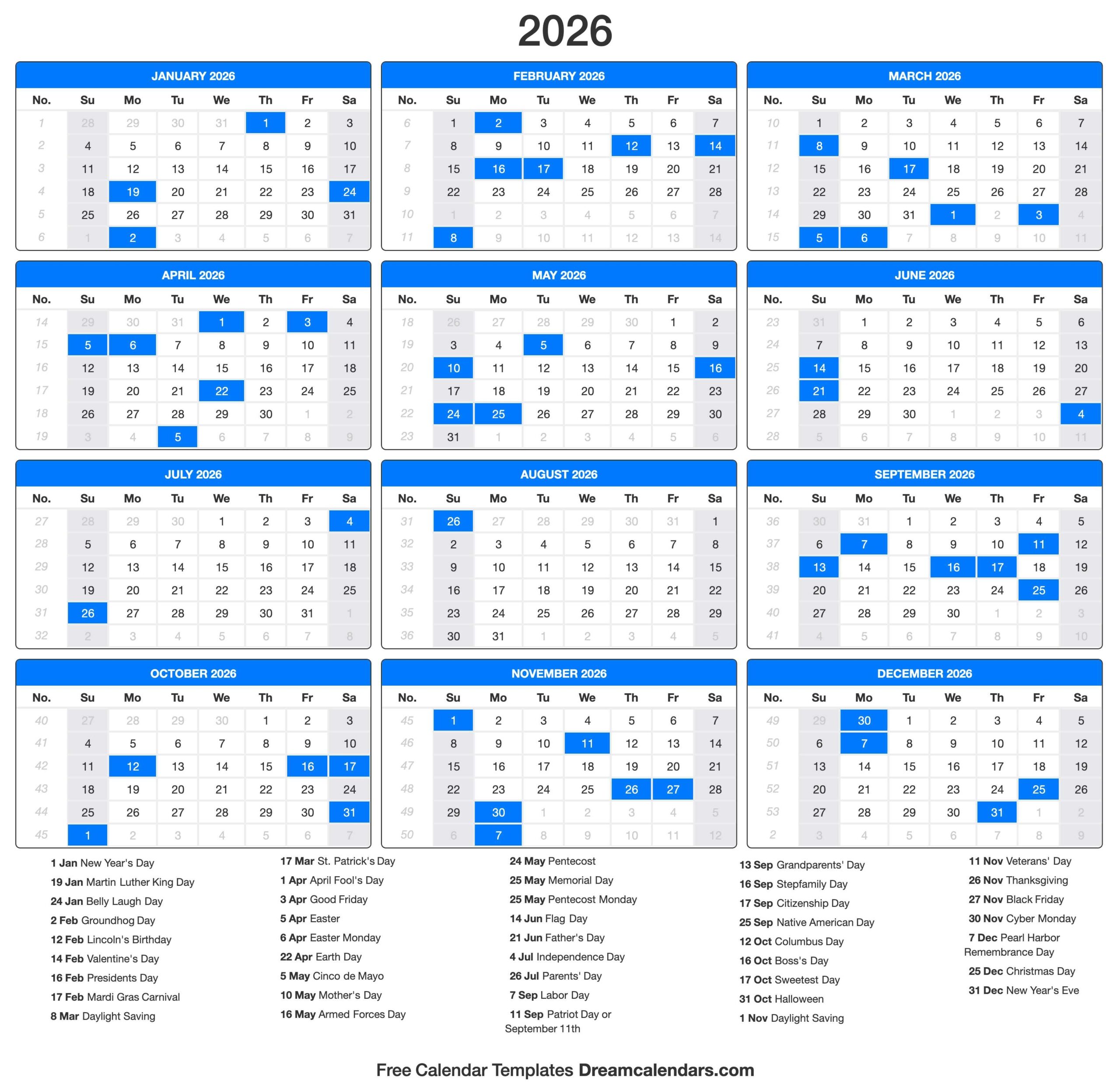 May 27 2026 Holiday Calendar
