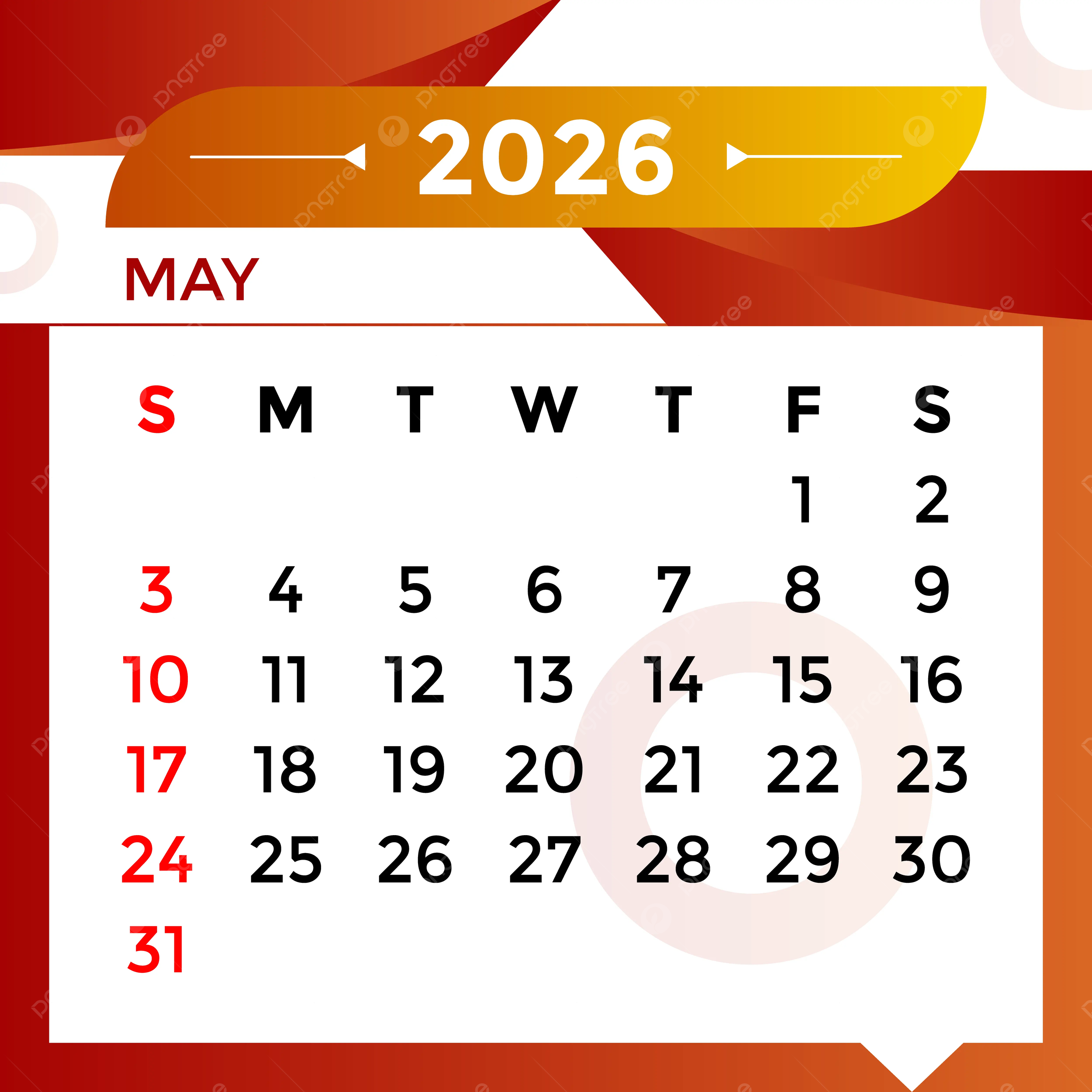 Show Me A Calendar For The Month Of May 2026