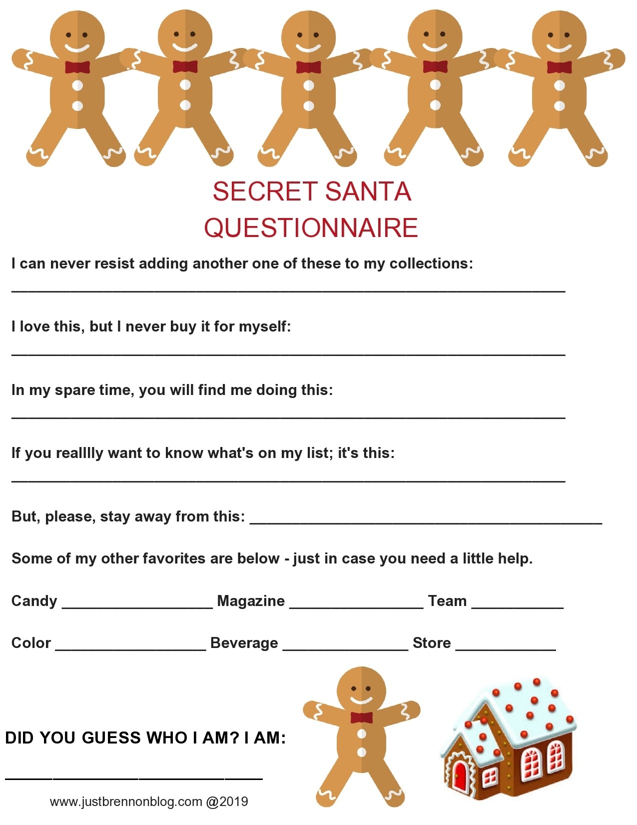 Secret Santa Form Free Printable