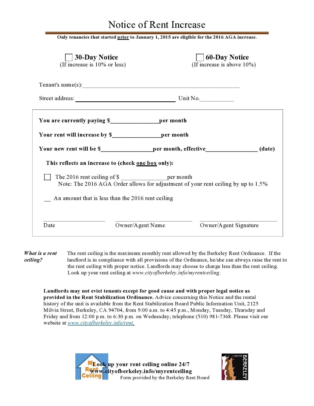 29 Rent Increase Notice Samples 30 60 Days TemplateArchive