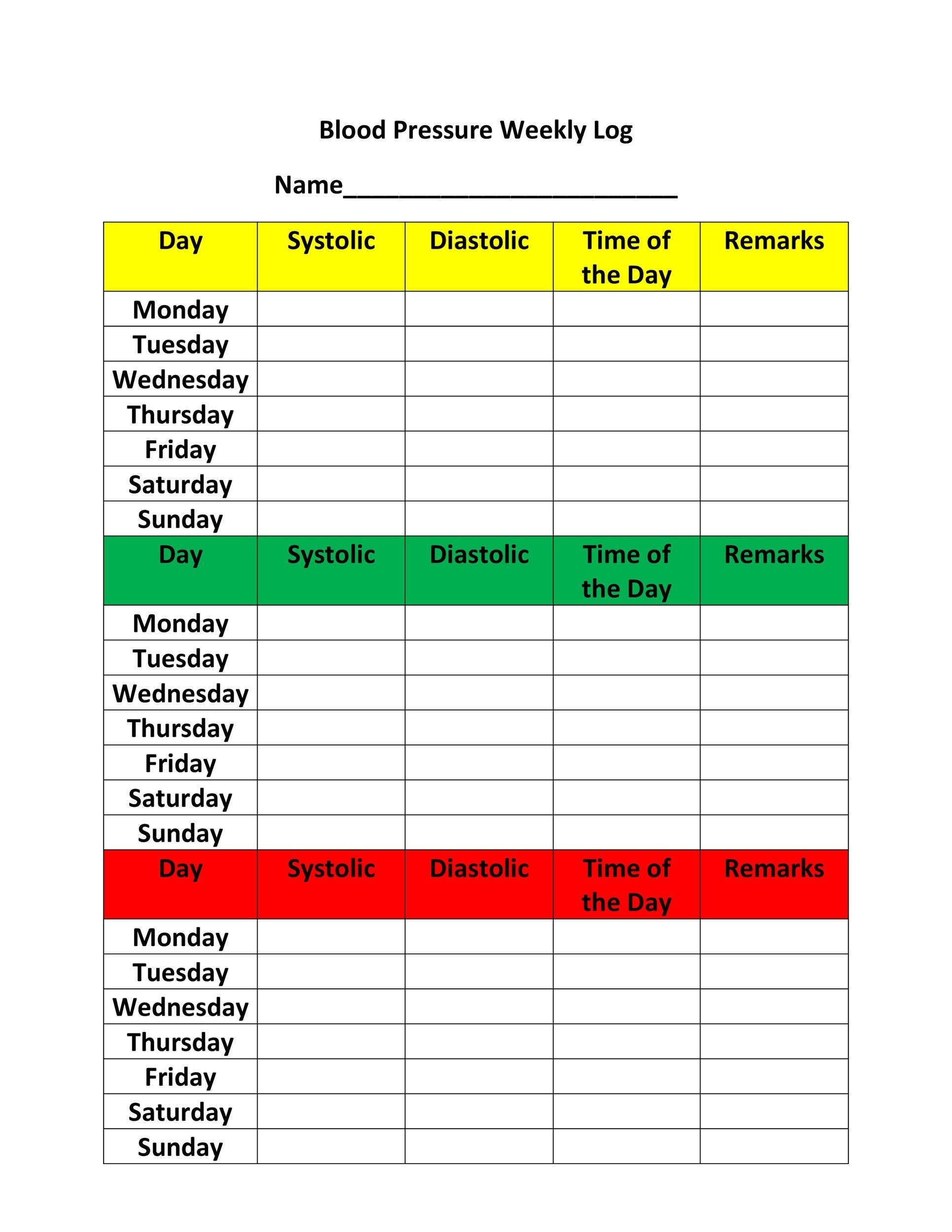 Free Printable Blood Pressure Logs
