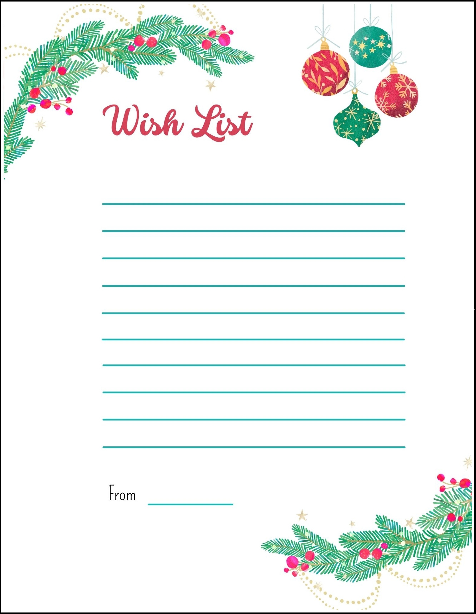 Free Printable Christmas List