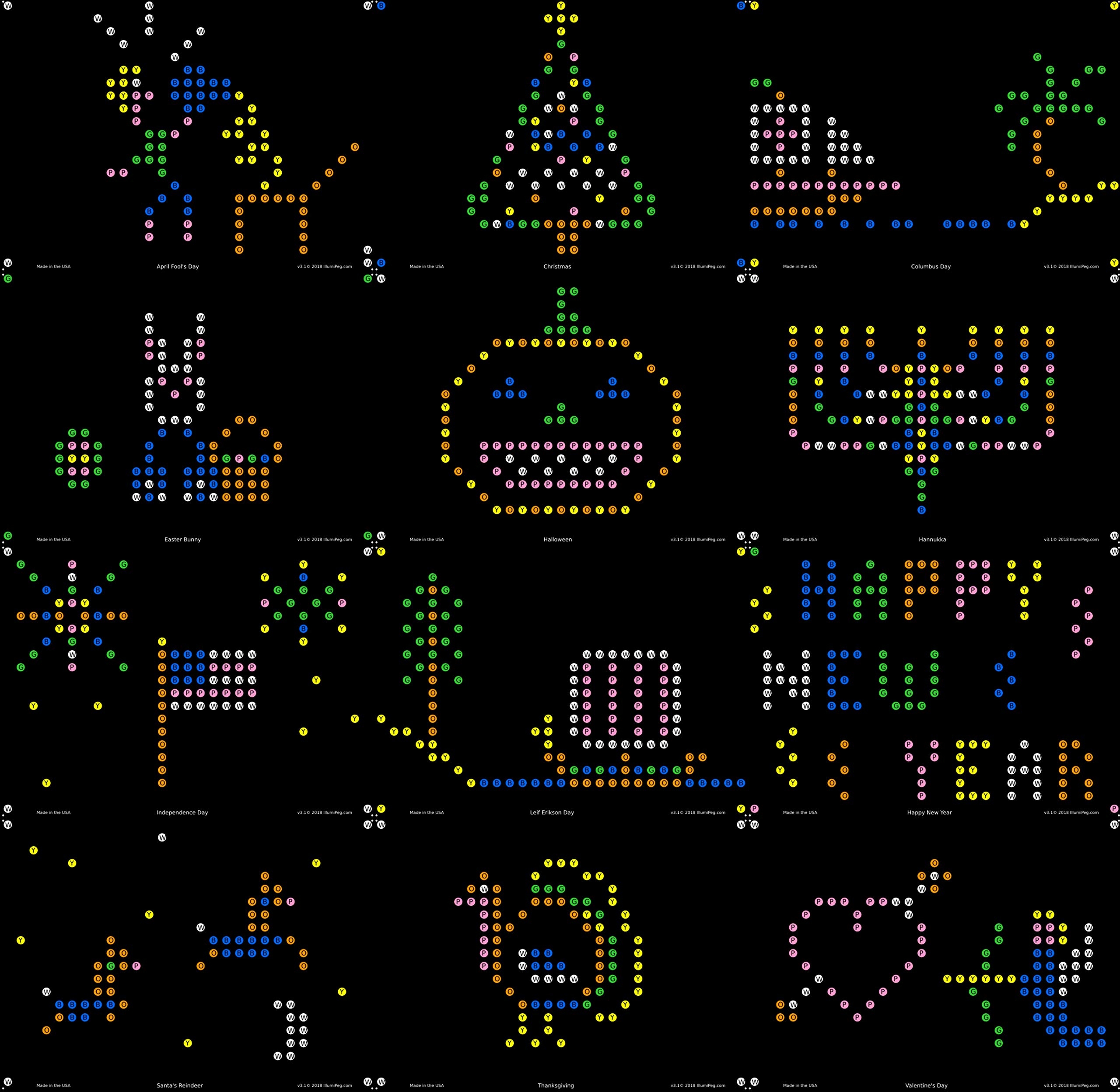 Amazon IllumiPeg Holiday Refill Templates For Basic Fun Lite Brite Magic Screen 12 Sheets 6x8 Office Products
