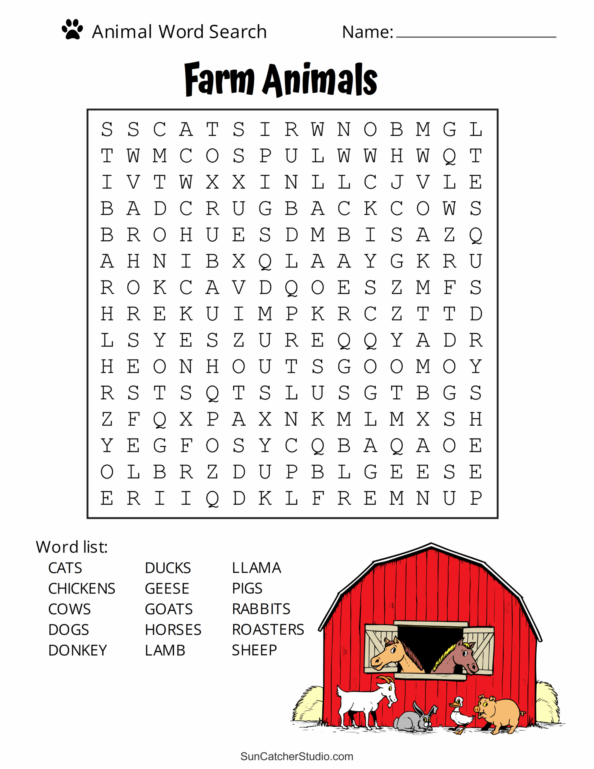 Free Large Printable Word Searches