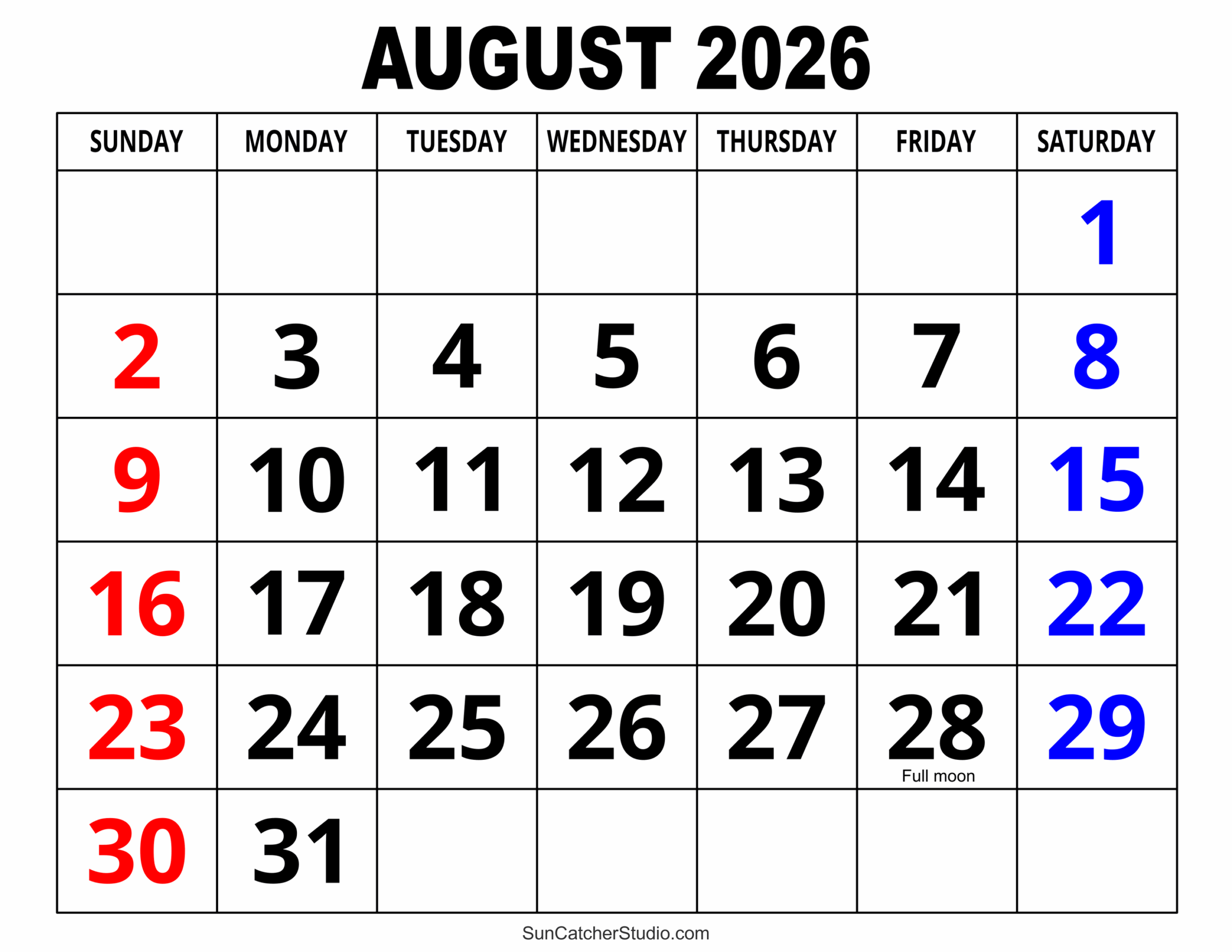 August 2026 Calendar Free Printable Free Printables Monograms Design Tools Patterns U0026 DIY Projects