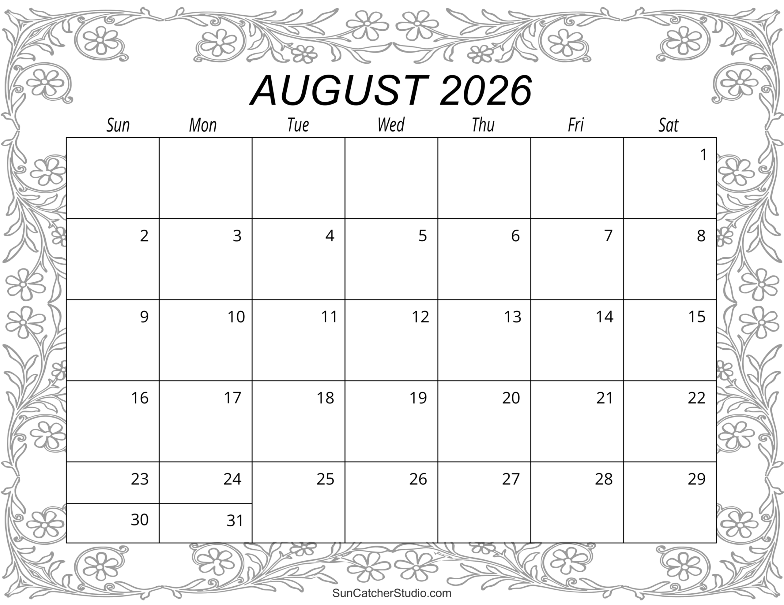 August 2026-May 2026 Printable Calendar