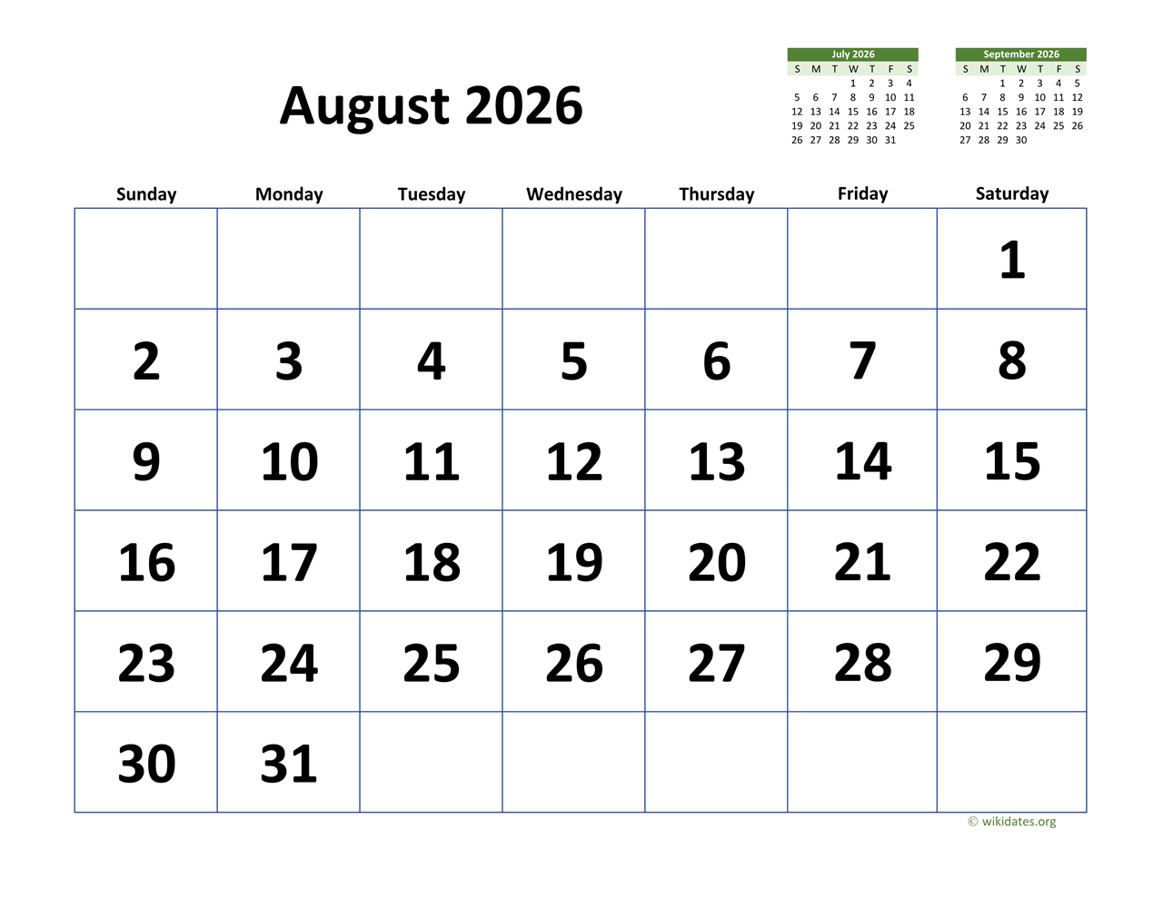 Calendar August 2026-May 2026