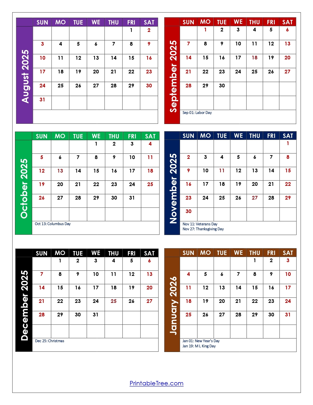 August 2023 Through May 2026 Calendar