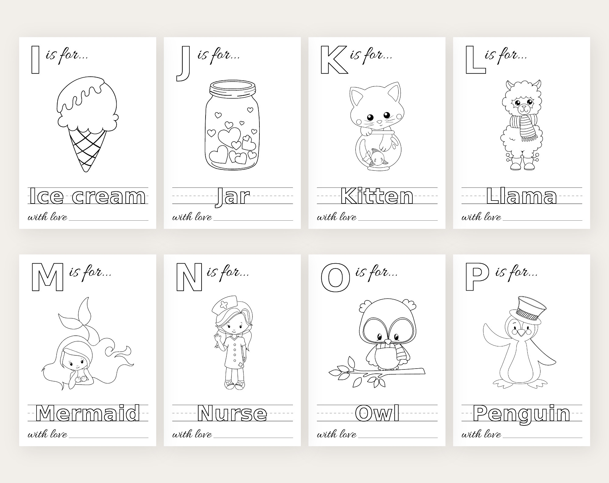 Baby s First ABC Book Coloring Pages Baby Shower Activity Printable File 2 Sizes Included