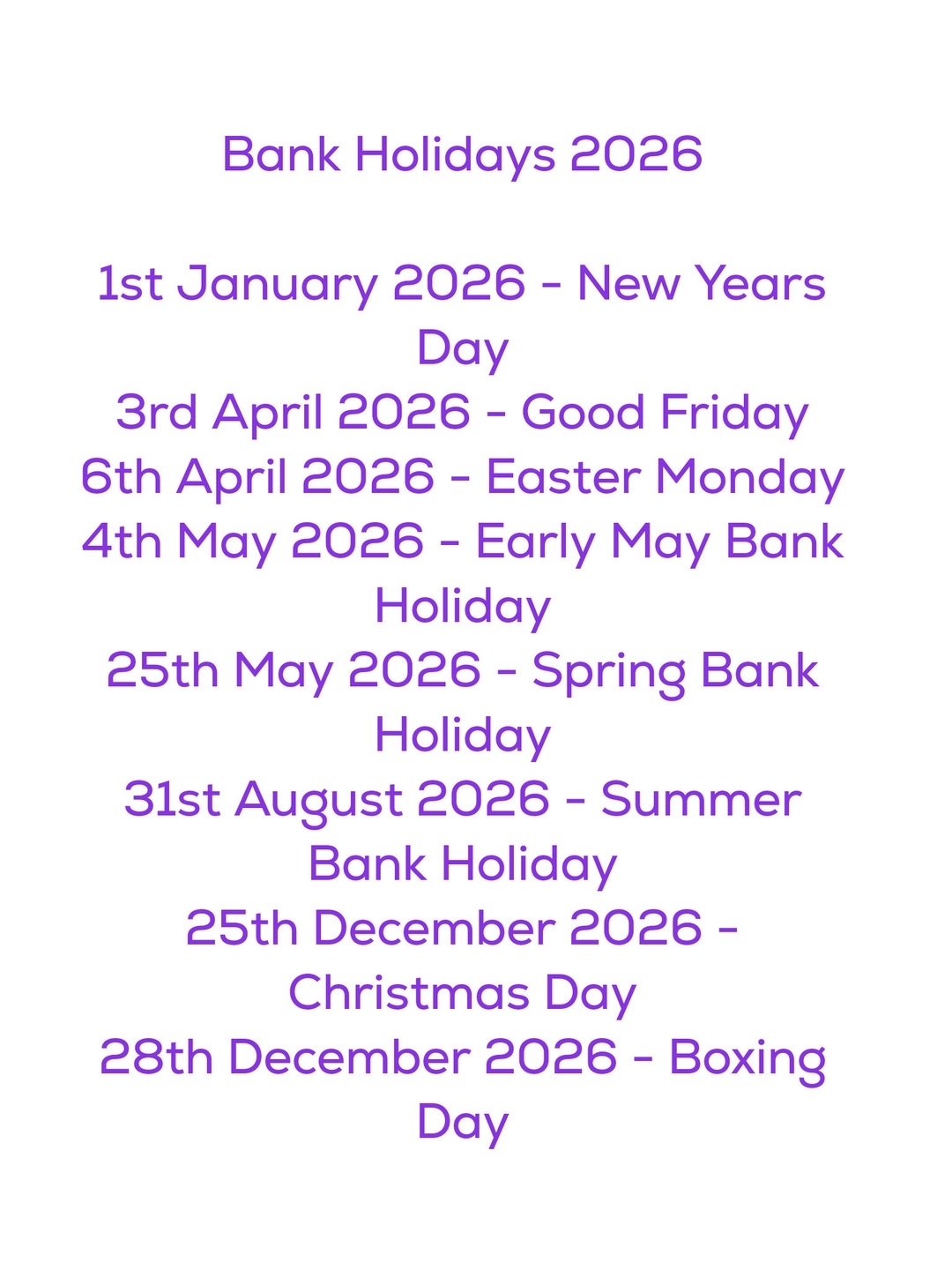Bank Holiday Dates 2026 Travel Planning Organising Forward 