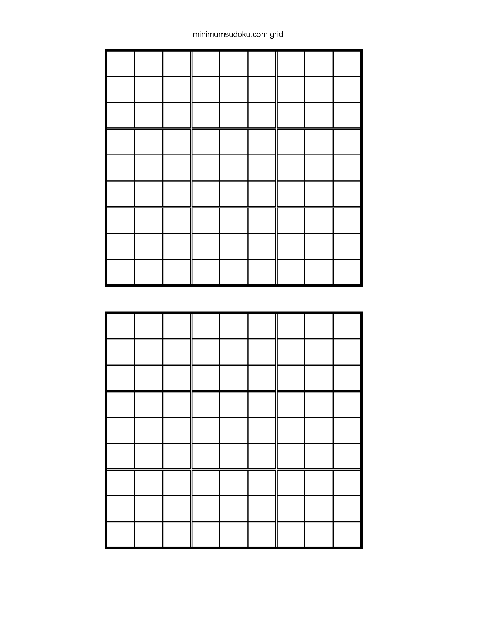 Blank 9 9 Sudoku Grid
