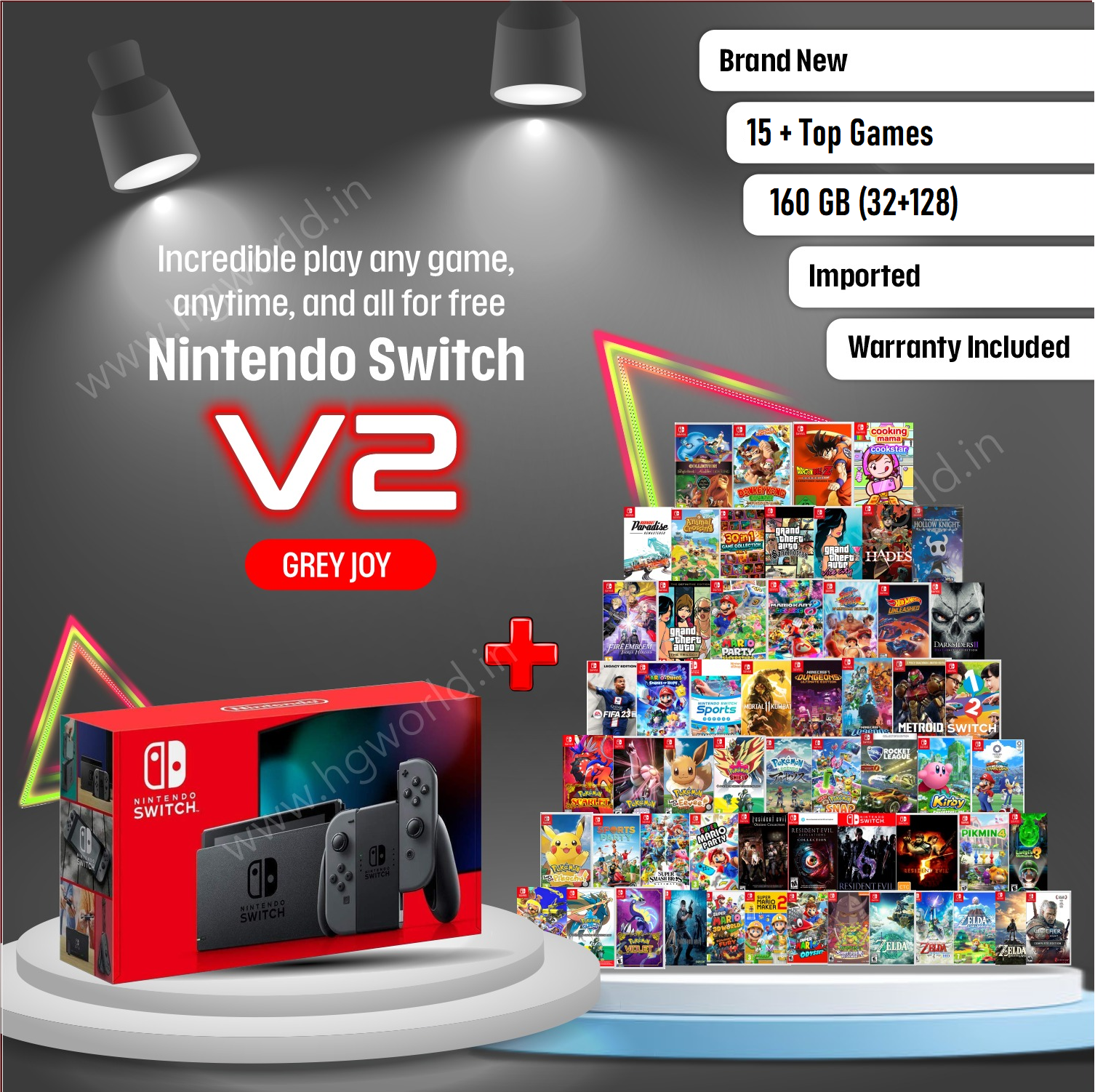Brand New Nintendo Switch V2 32 GB Plain HG World