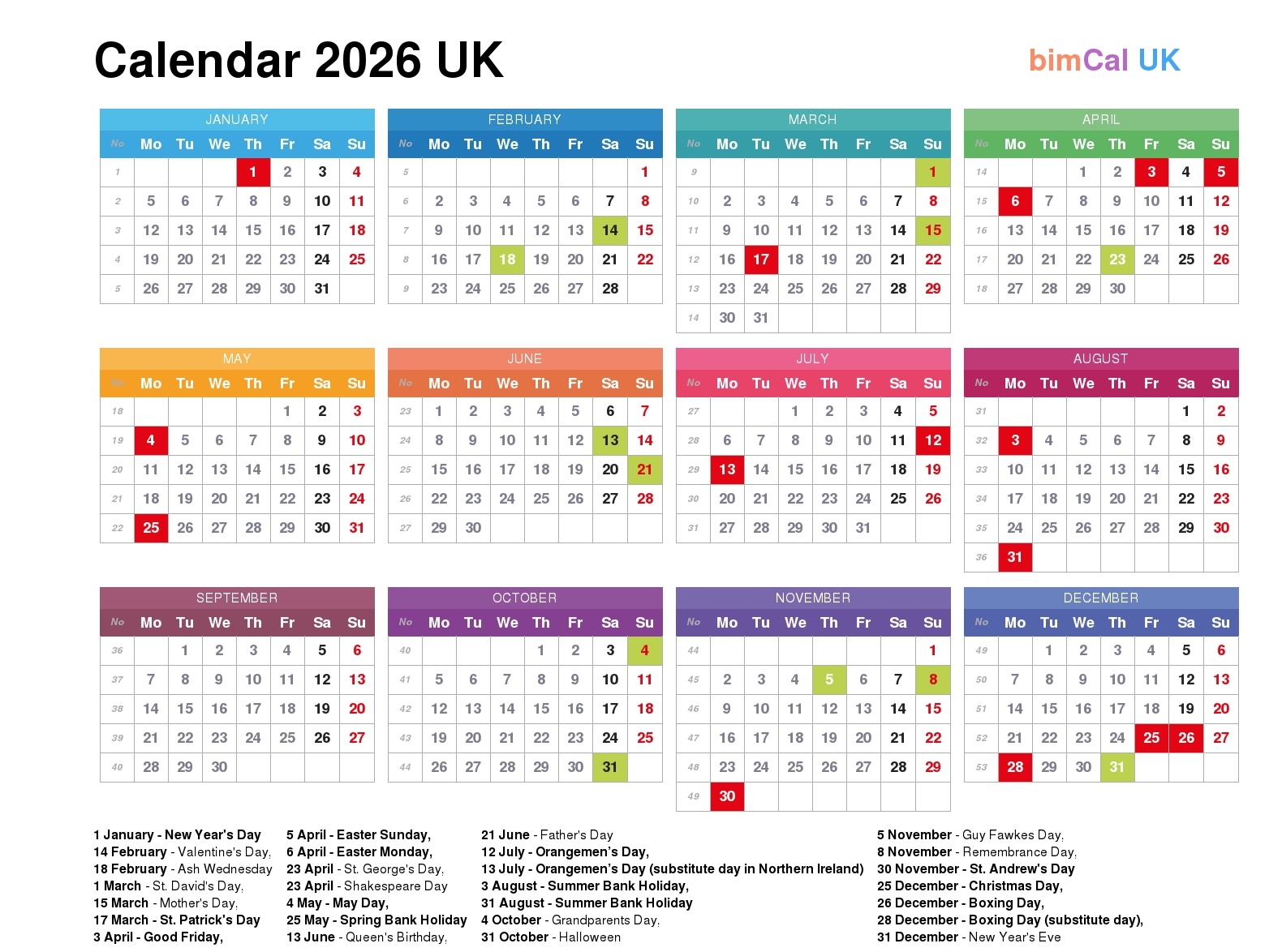 May 2026 Calendar Uk