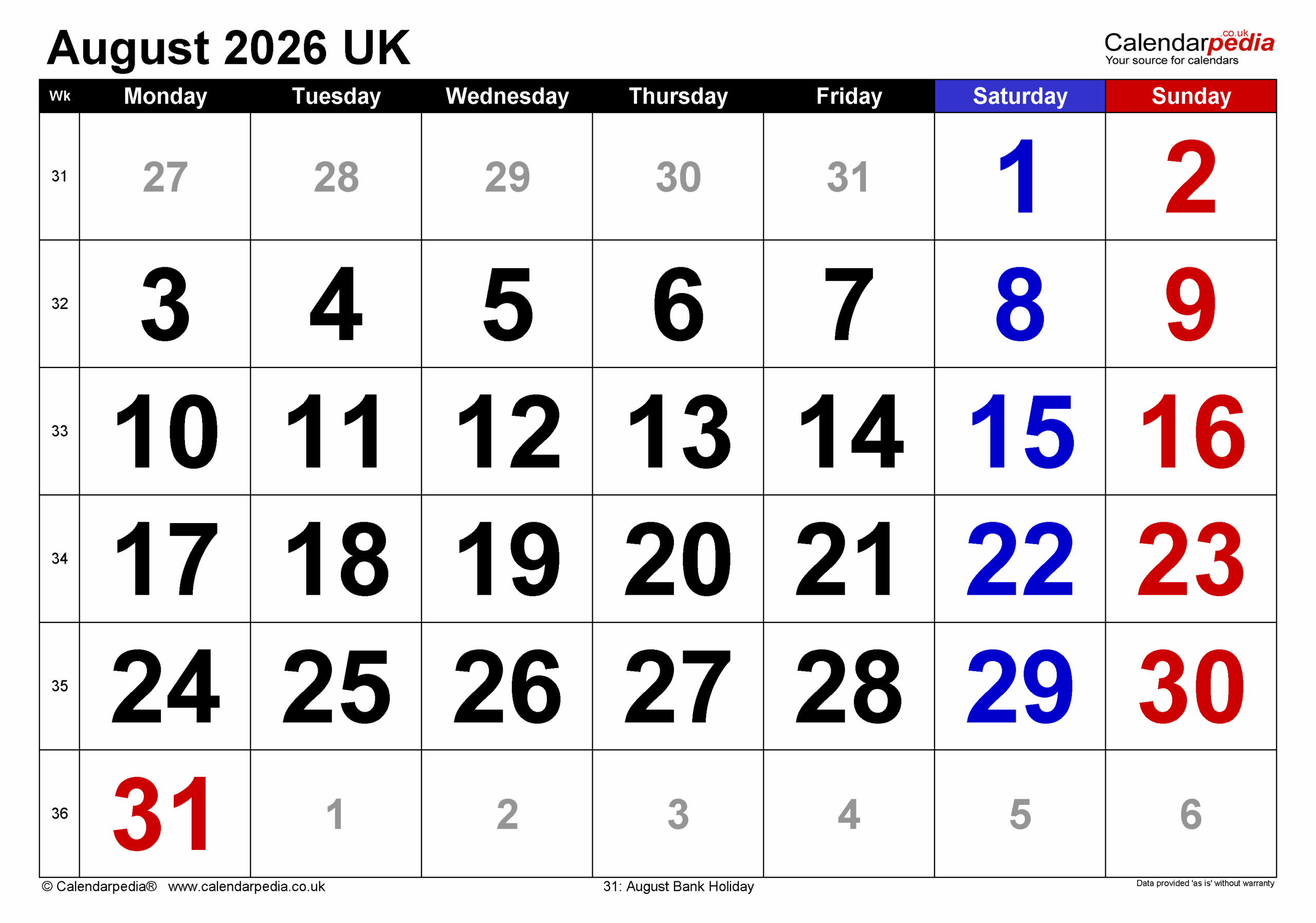 August 2026 Through May 2026 Calendar