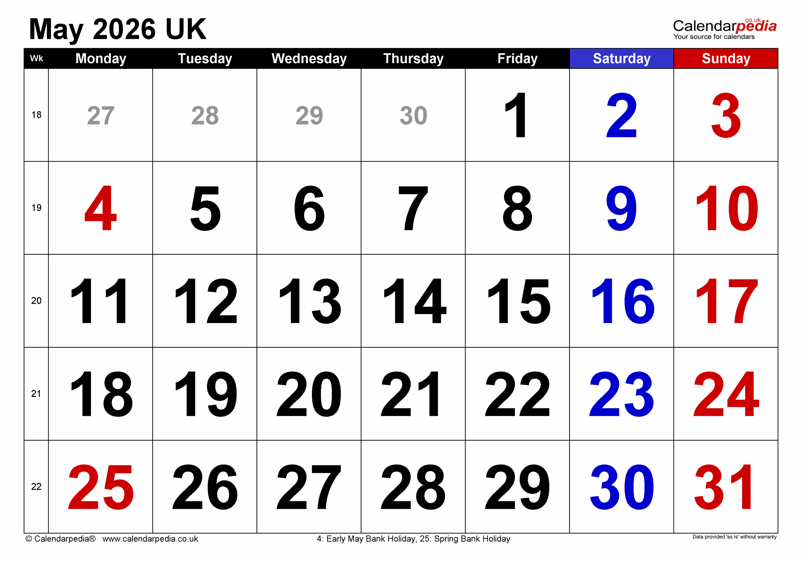 May 2026 Calendar With Holidays Canada