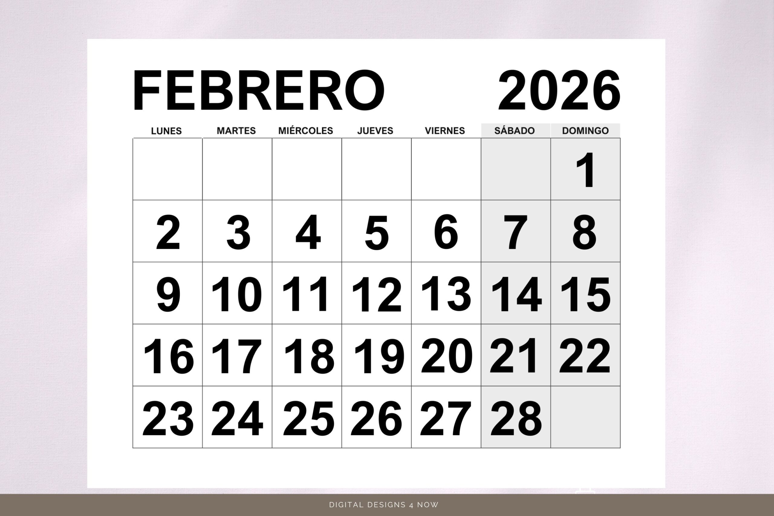 Calendario 2026 En Espa ol Printable 2026 Spanish Calendar 