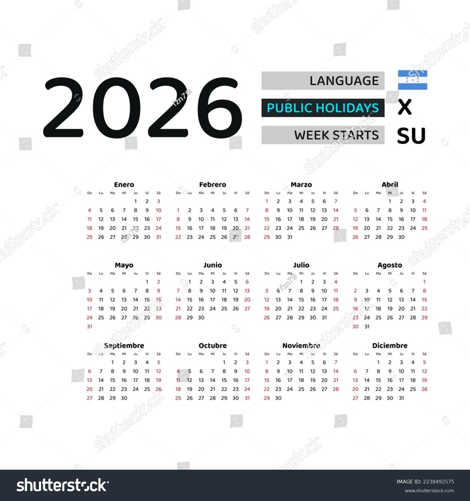 May Calendar Honduras 2026