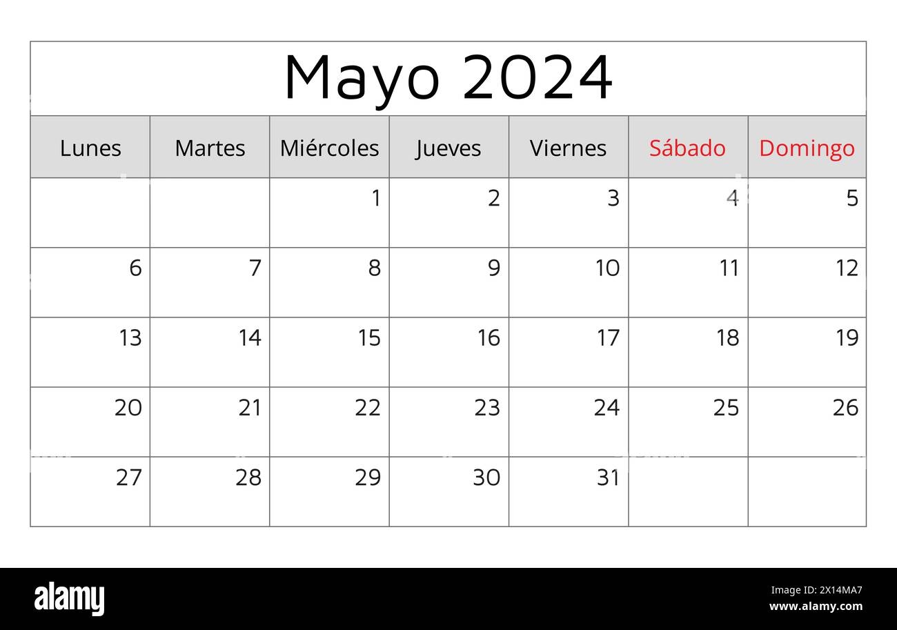 Spanish Calendar May 2026