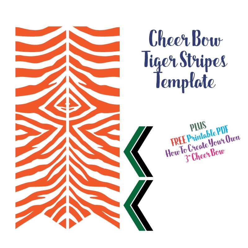 Cheer Bow Template Tiger Stripes For Vinyl Heat Transfer 3