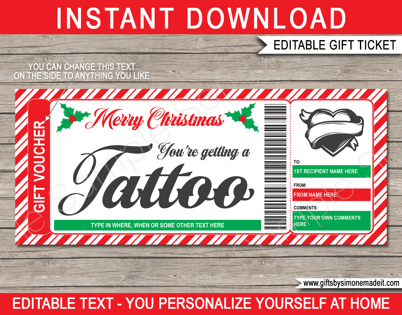 Free Printable Tattoo Voucher Template