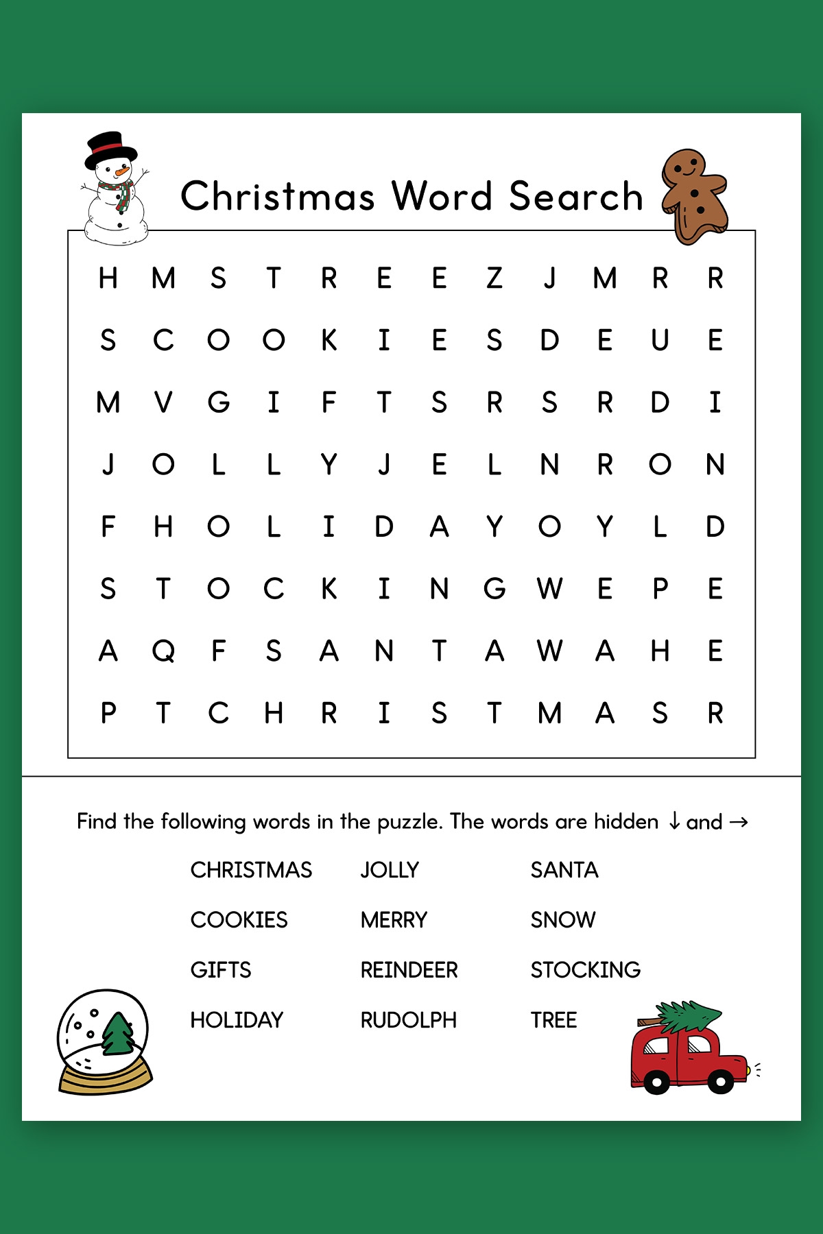 Christmas Find A Word Printable Free