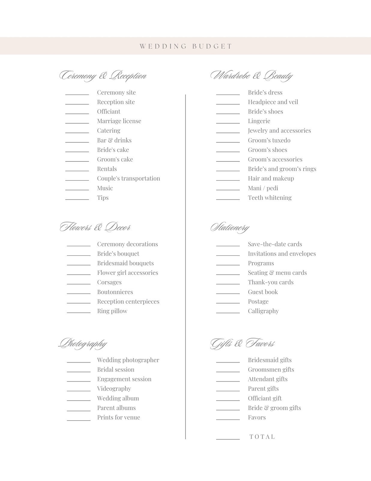 Free Printable Wedding Coordinator Checklist