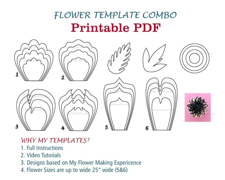 Digital Paper Flower Template PDF Paper Flower Bundles Giant Paper Flowers Large Paper Flowers Printable Big Paper Flowers Printable Flowers Etsy