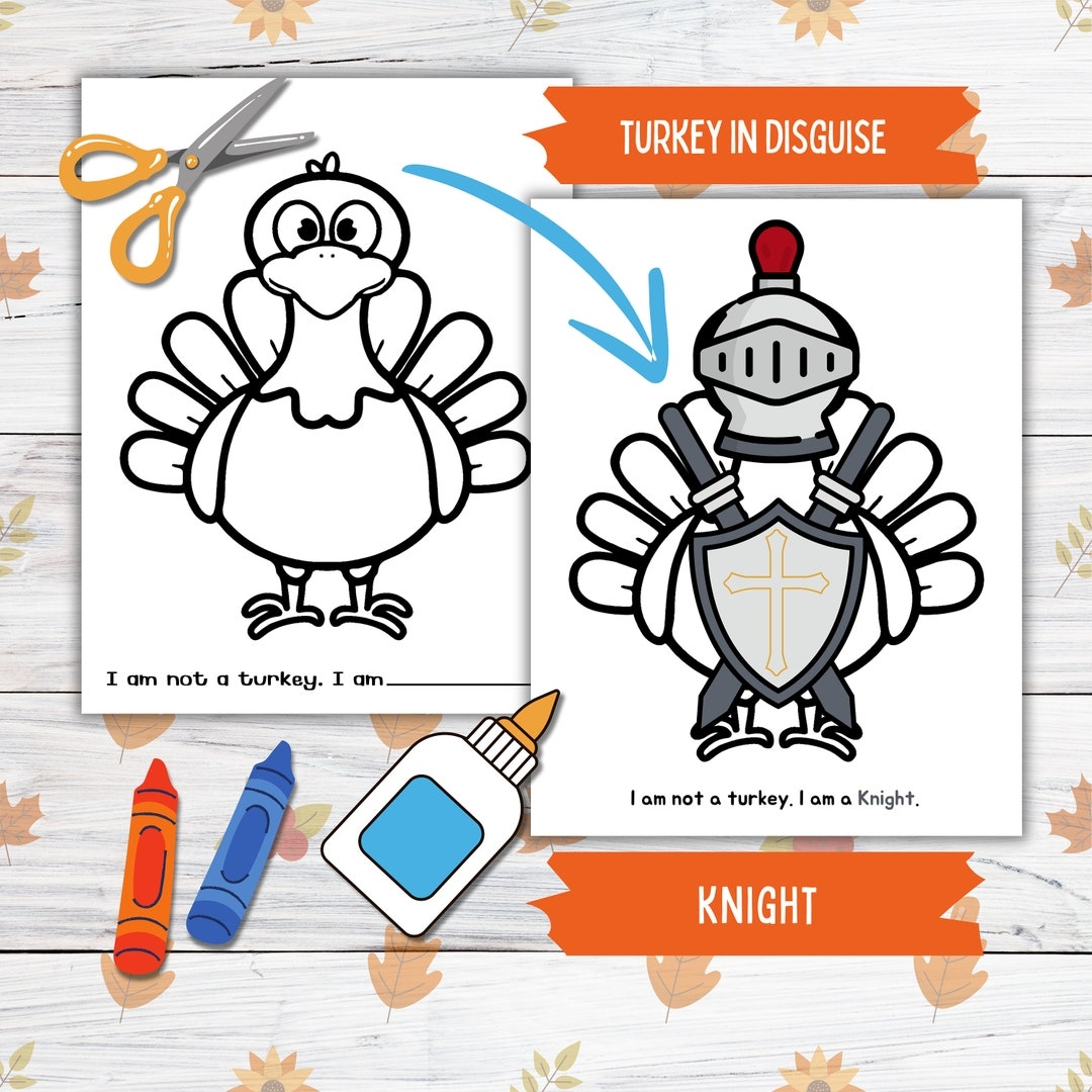 Disguise A Turkey Thanksgiving Printable Craft For Kids And Toddlers Knight Turkey In Disguise Turkey Paper Doll Printable Crafts For Kids Etsy Canada