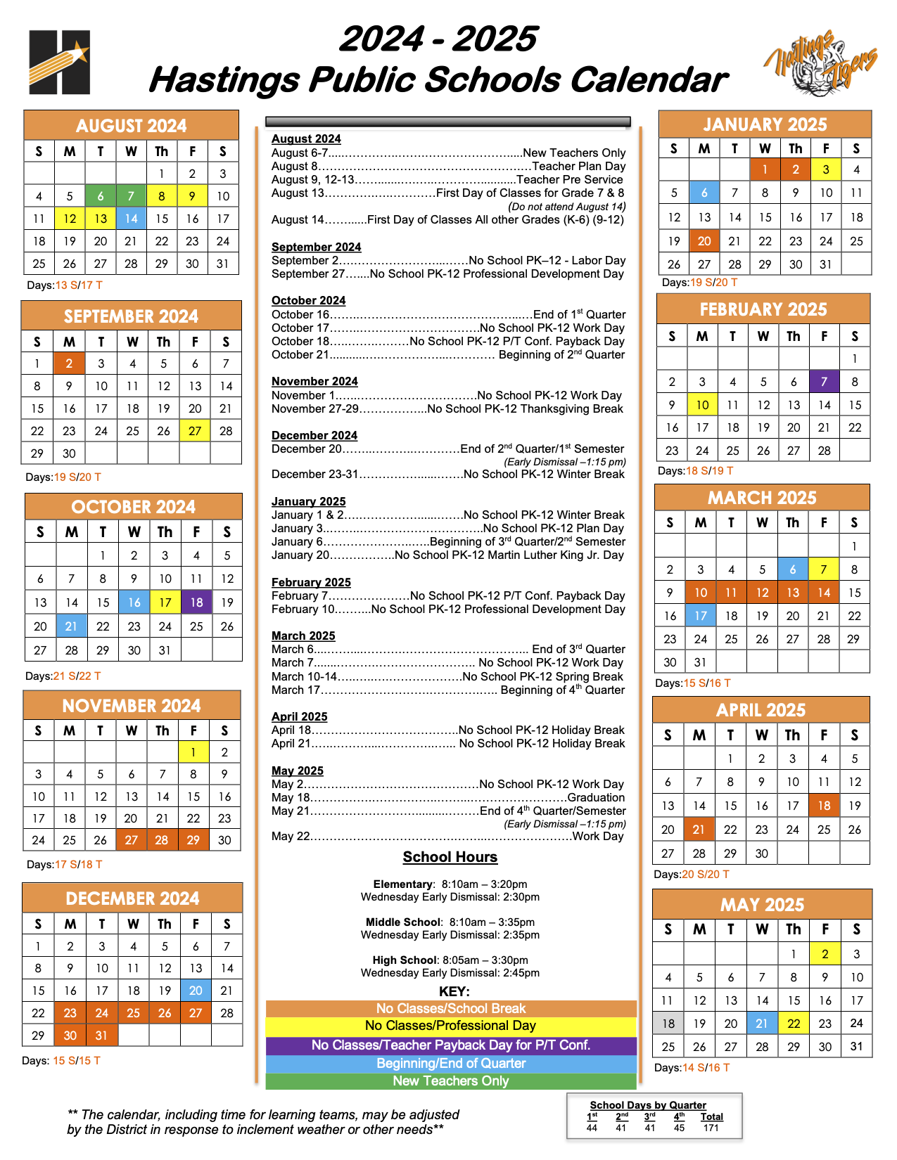 District Calendar Hastings Public Schools