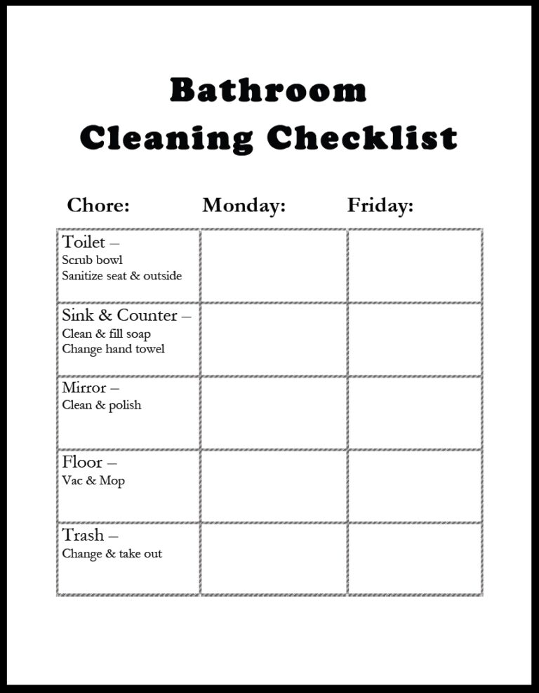 DIY Bathroom Cleaning Checklist Gazing In