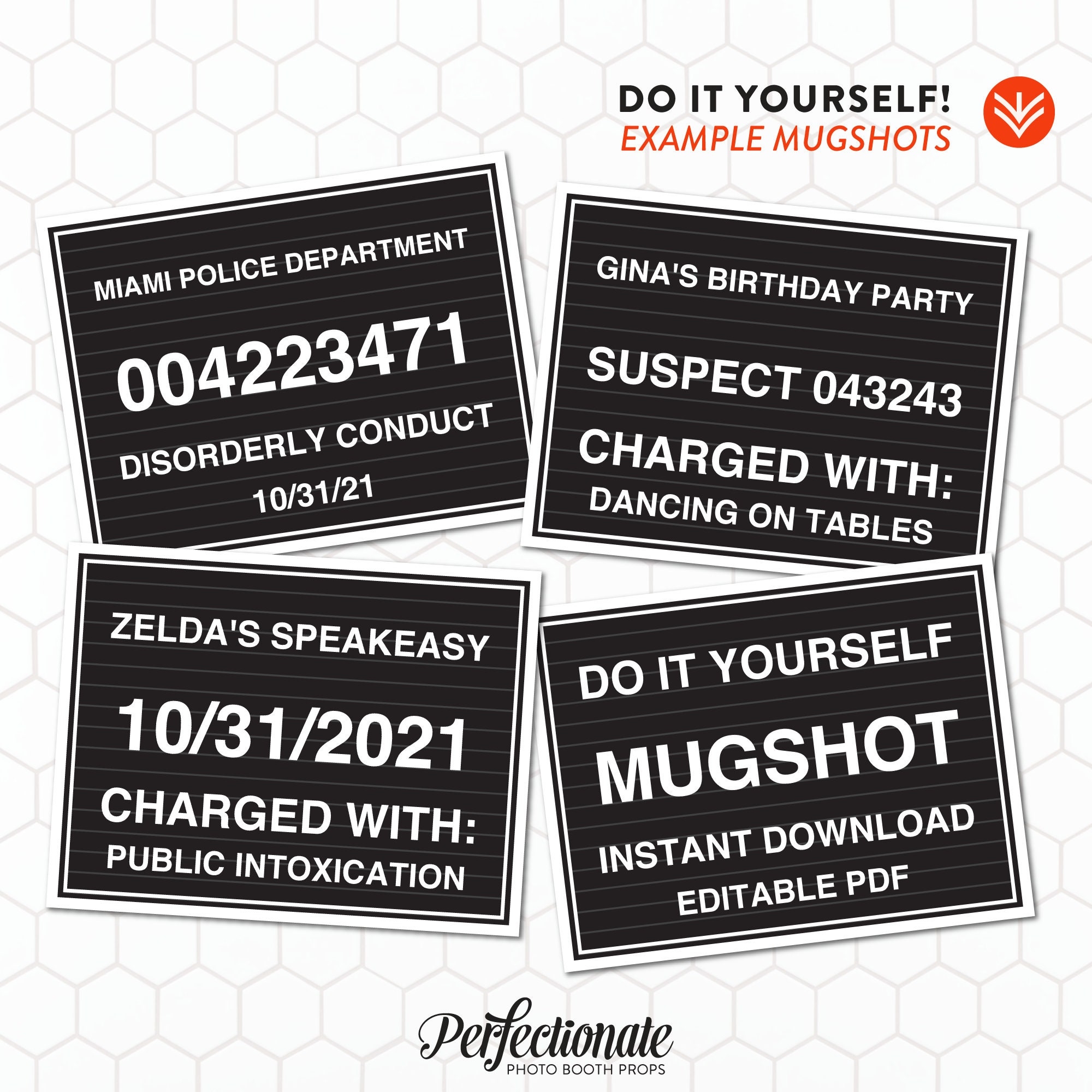 DIY Mugshot Sign Mugshot Template Unlimited Personal Use Instant Download Editable PDF Etsy