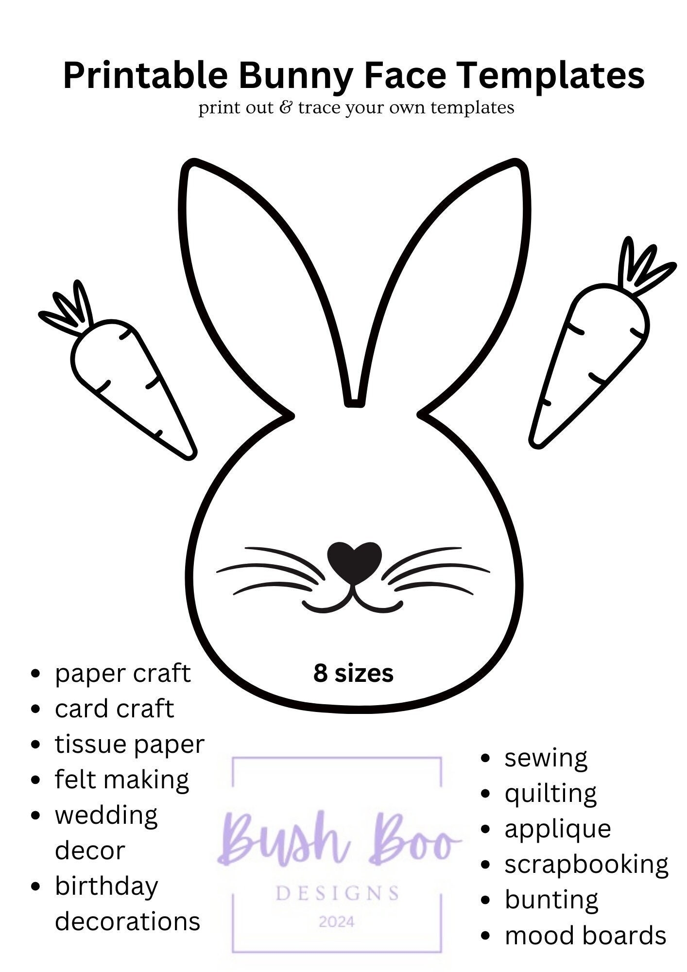 Easter Bunny Face Templates Print Out 4 Page Bunny Face Template 