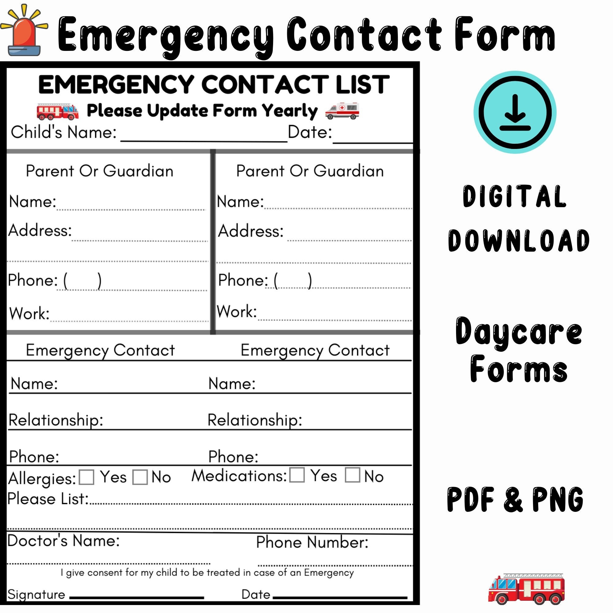 Free Printable Emergency Contact Form