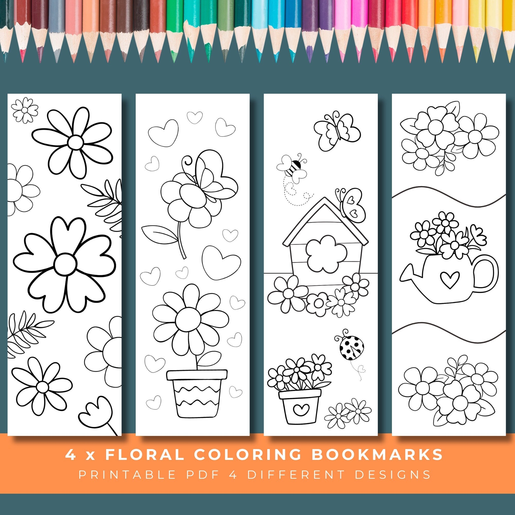 Flowers Coloring Bookmarks Flower Bookmarks Floral Coloring 