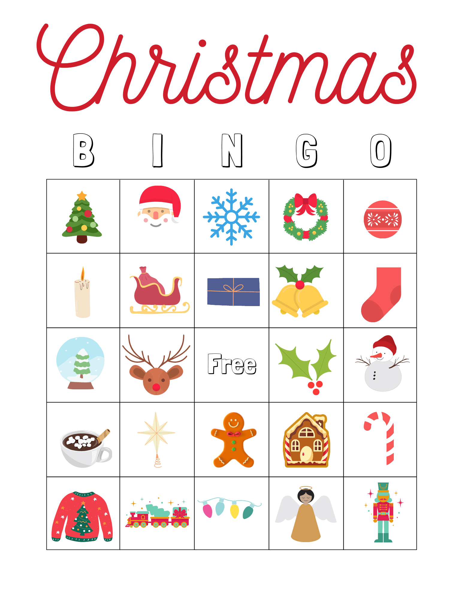Free Printable Xmas Bingo Cards