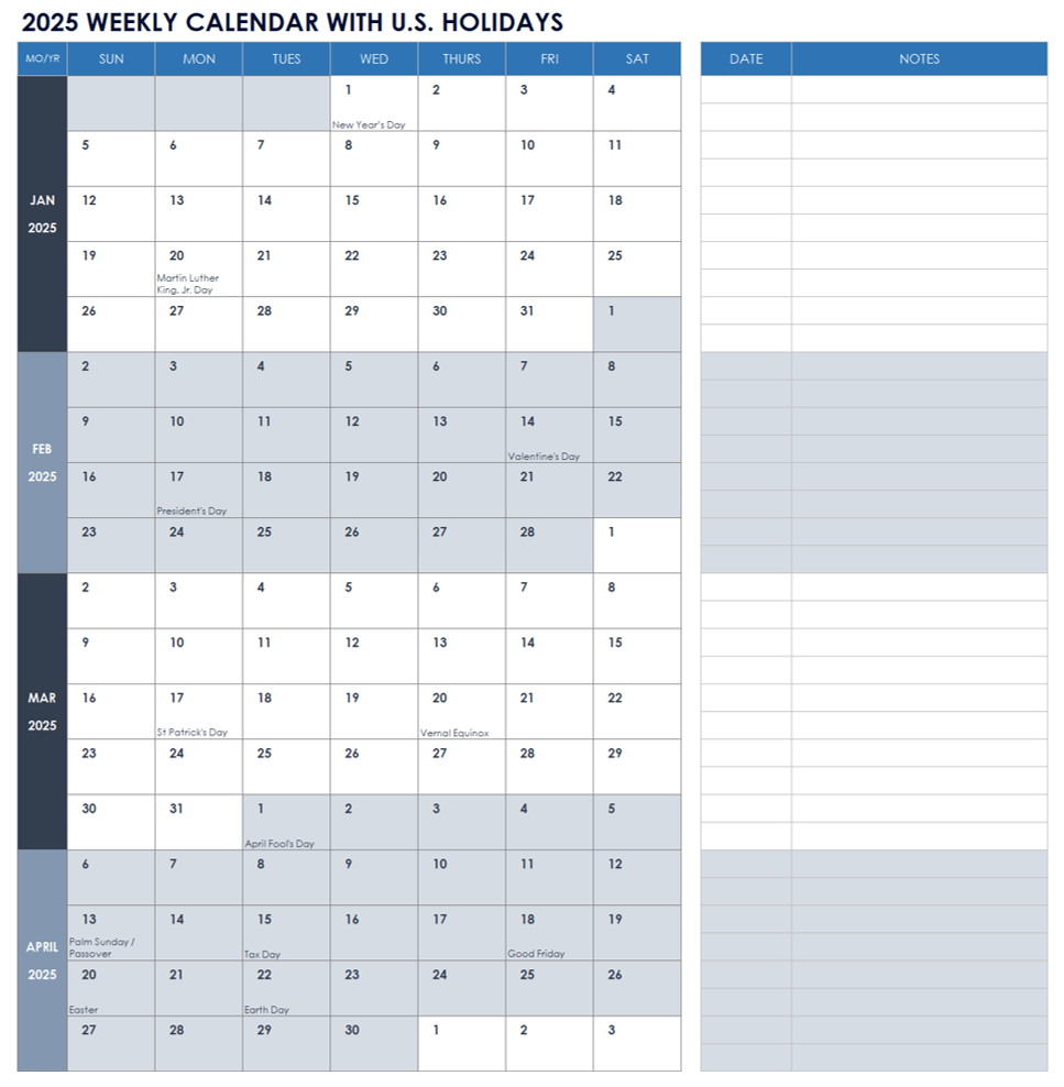May 2026 Excel Calendar
