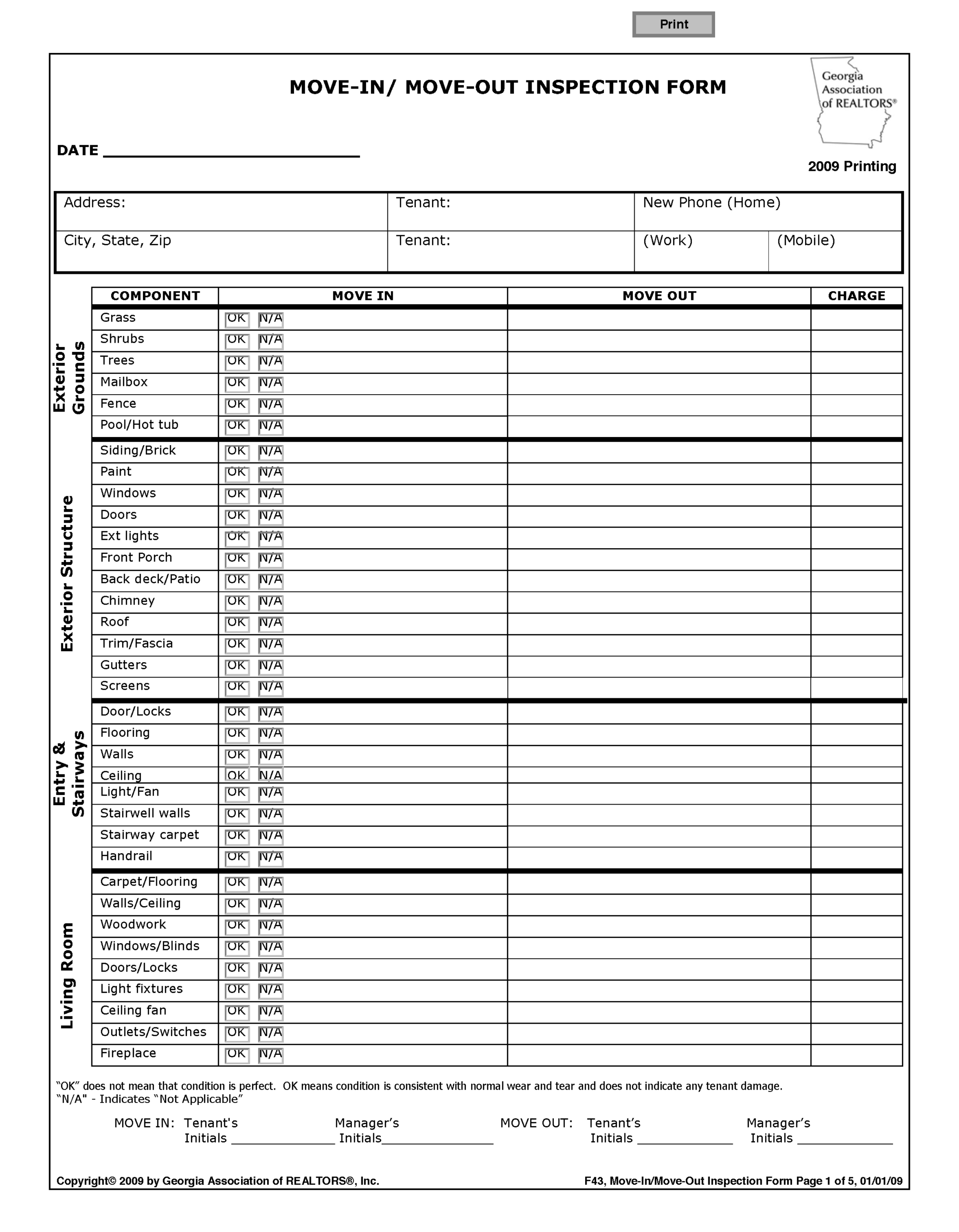 Printable Rental Inspection Checklist Free
