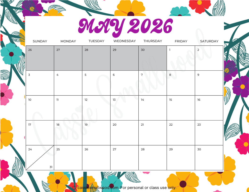 Printable Calendar May 2026 With Holidays