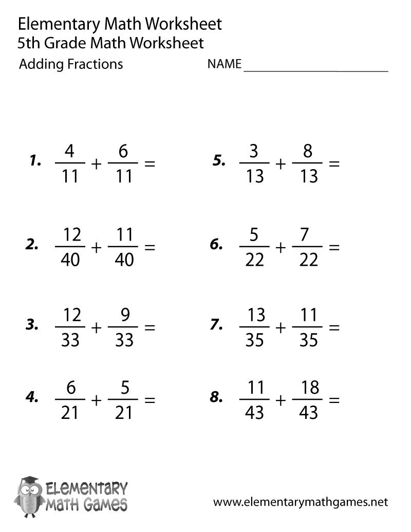Free Printable 5th Grade Worksheets