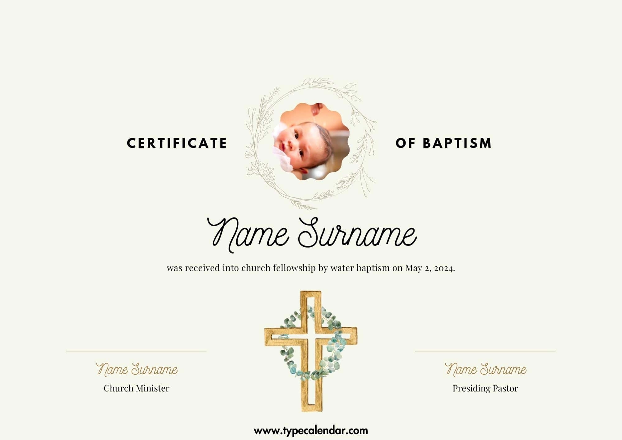 Free Printable Baptism Certificate Templates PDF Word Fillable