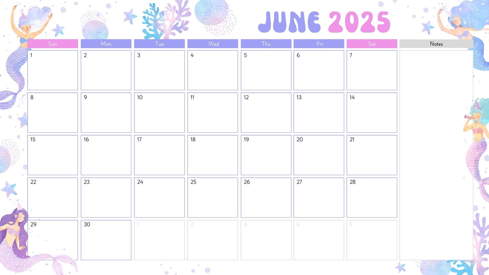 Free Printable June Calendar