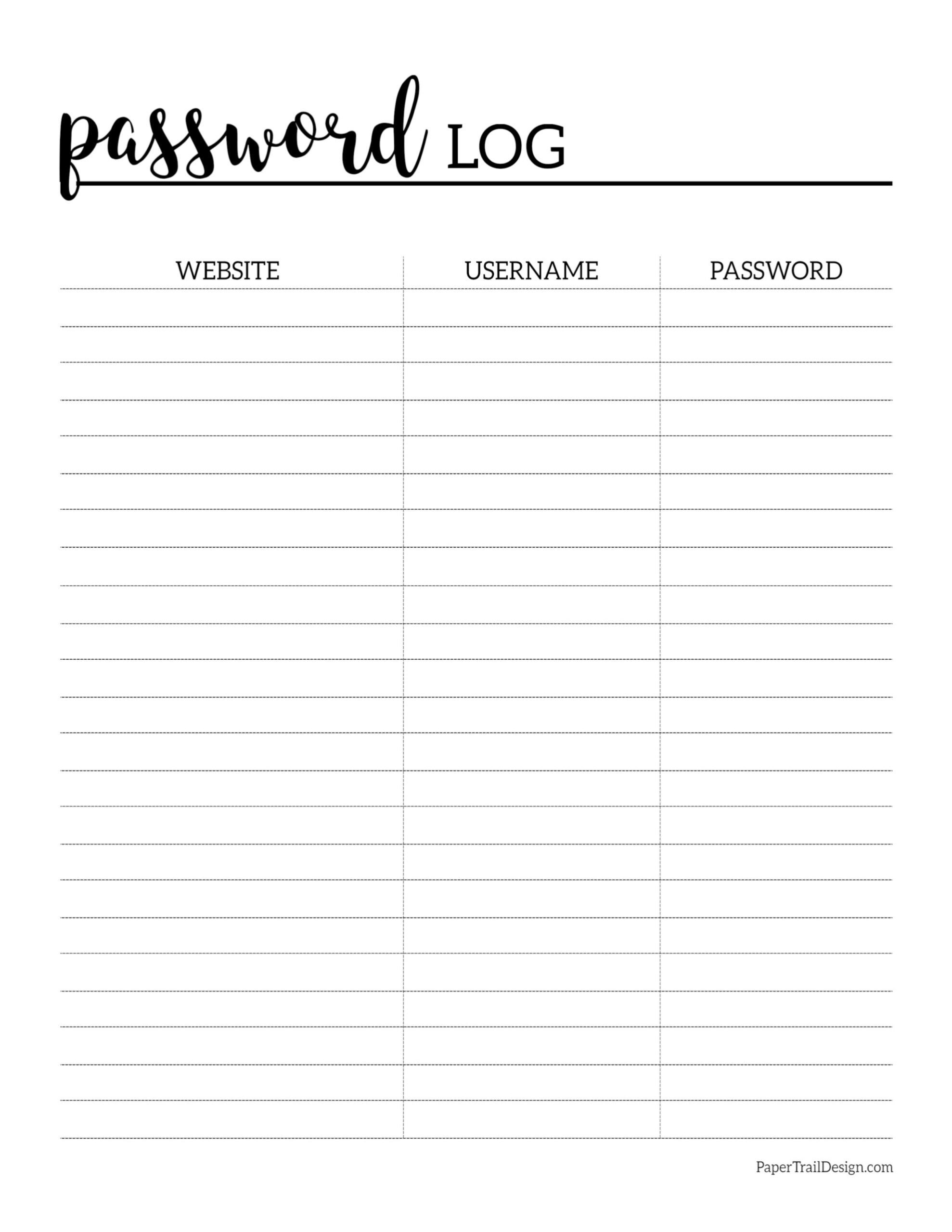Best Free Printable Password Log Pdf