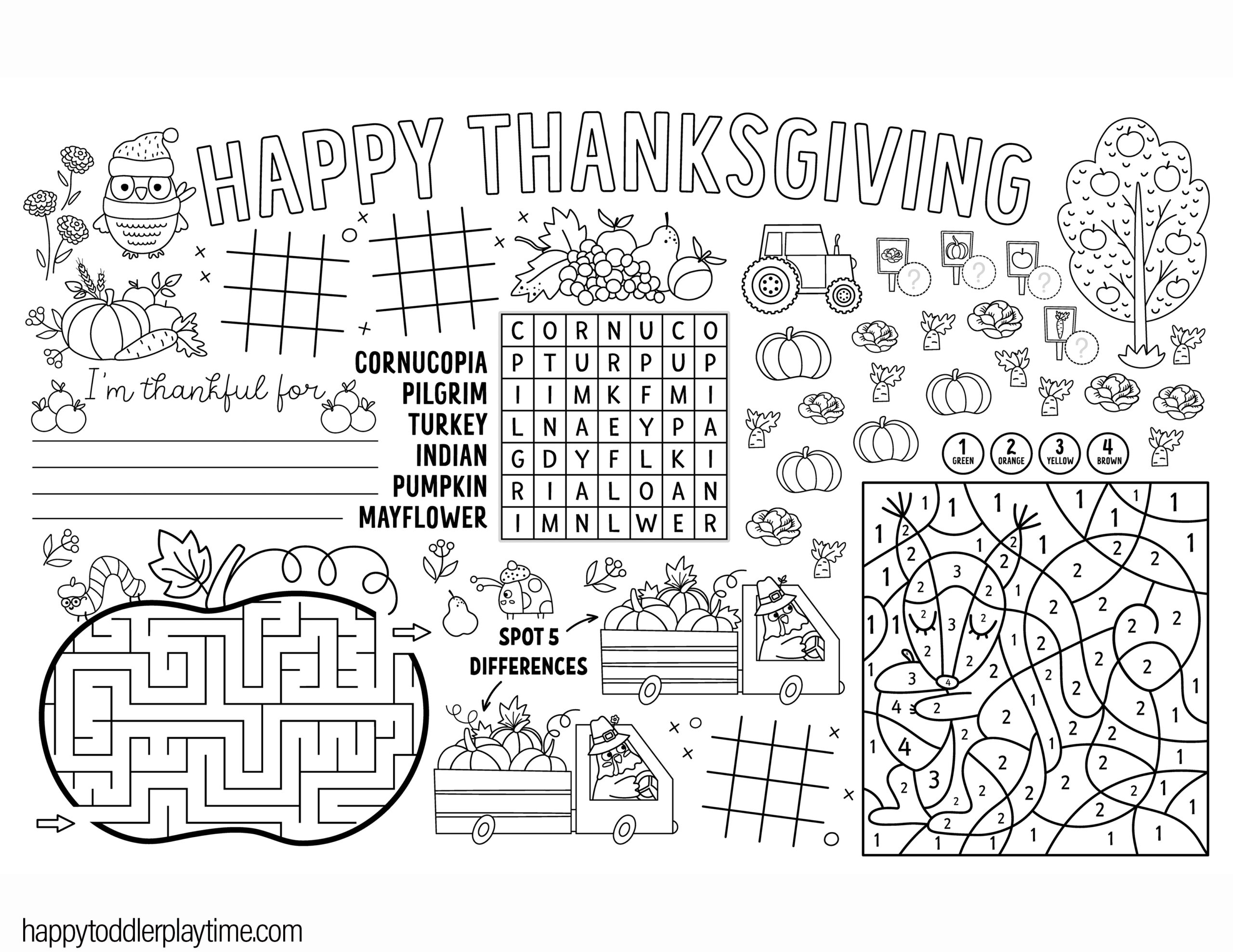 Free Printable Thanksgiving Coloring Pages For Kids Happy 