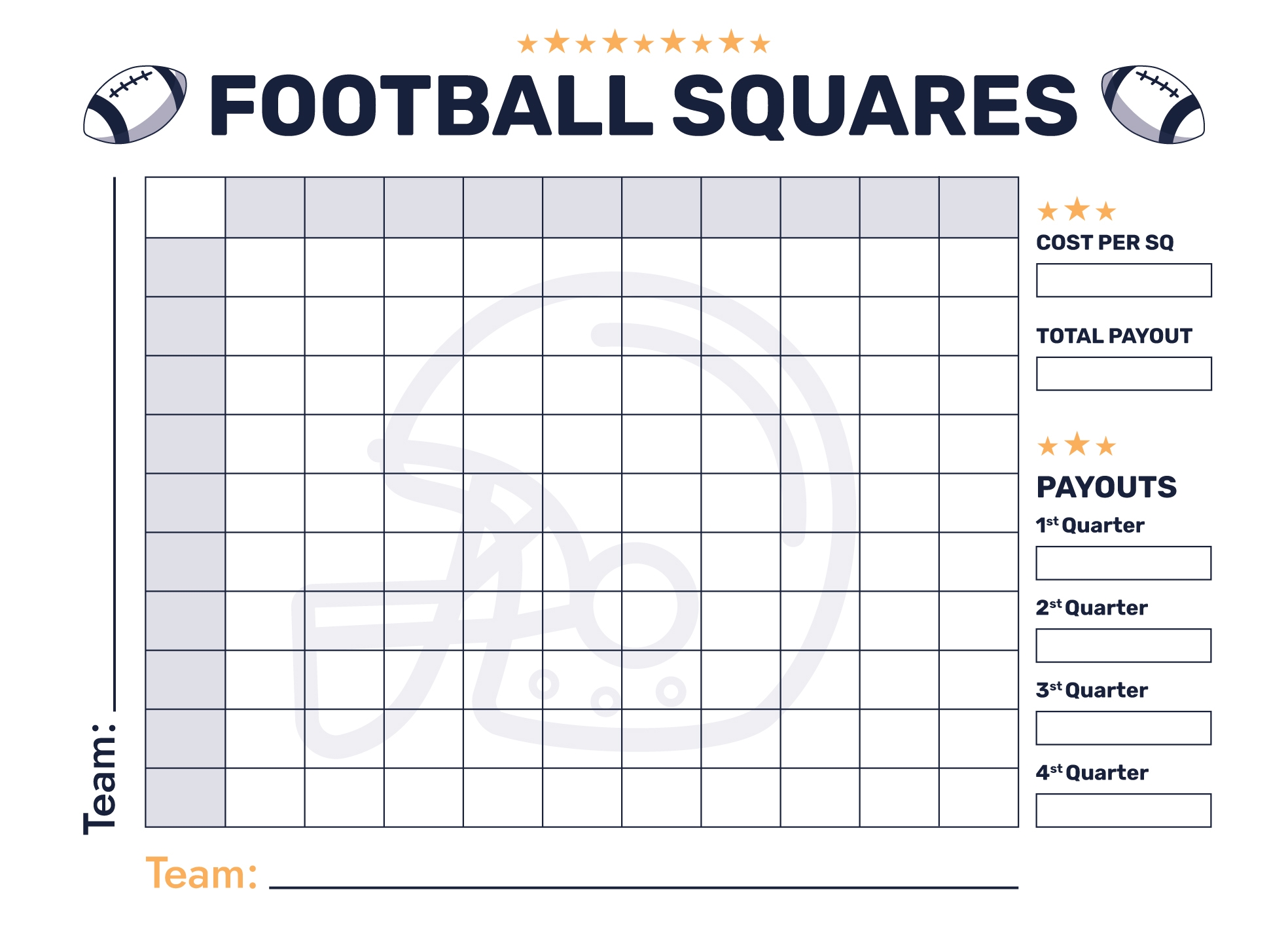 Free Printable Super Bowl Square Template