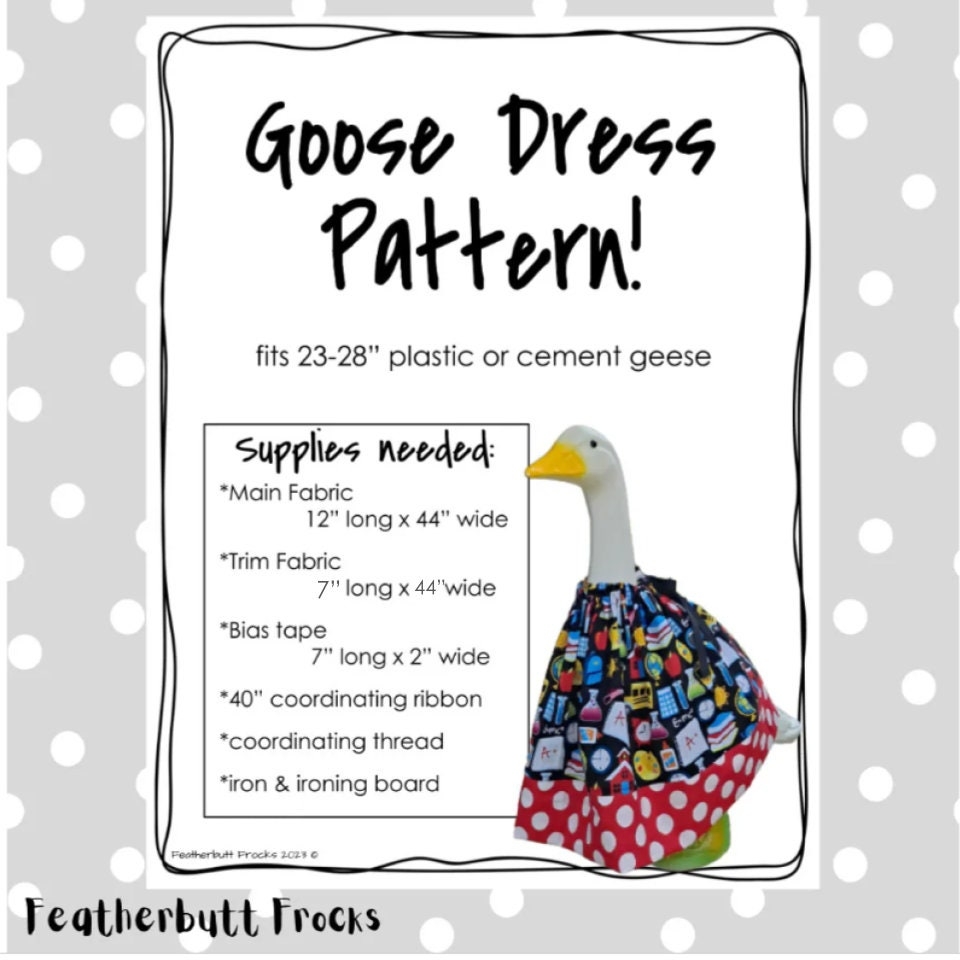 Goose Dress Sewing Pattern PDF Instant Download Lawn Goose Porch Goose Plastic Goose Cement Goose