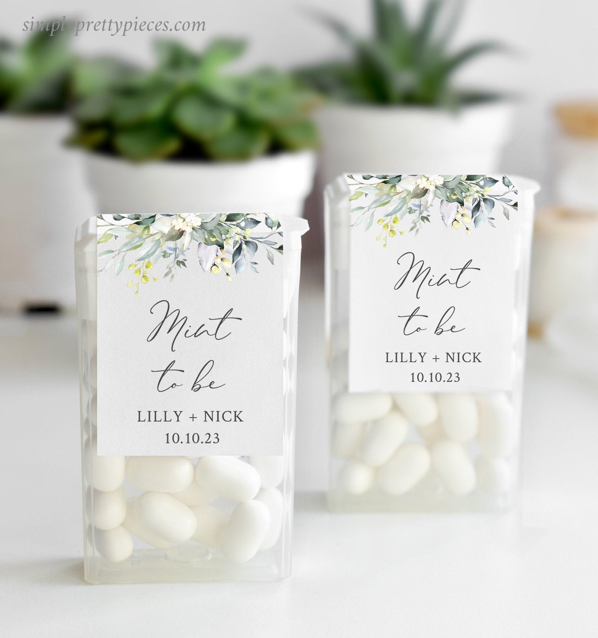 Greenery Editable Tic Tac Labels Printable Mint To Be Label Foliage Mint Favor Sticker Tic Tac Wraparound Template Instant Download 568 A Etsy