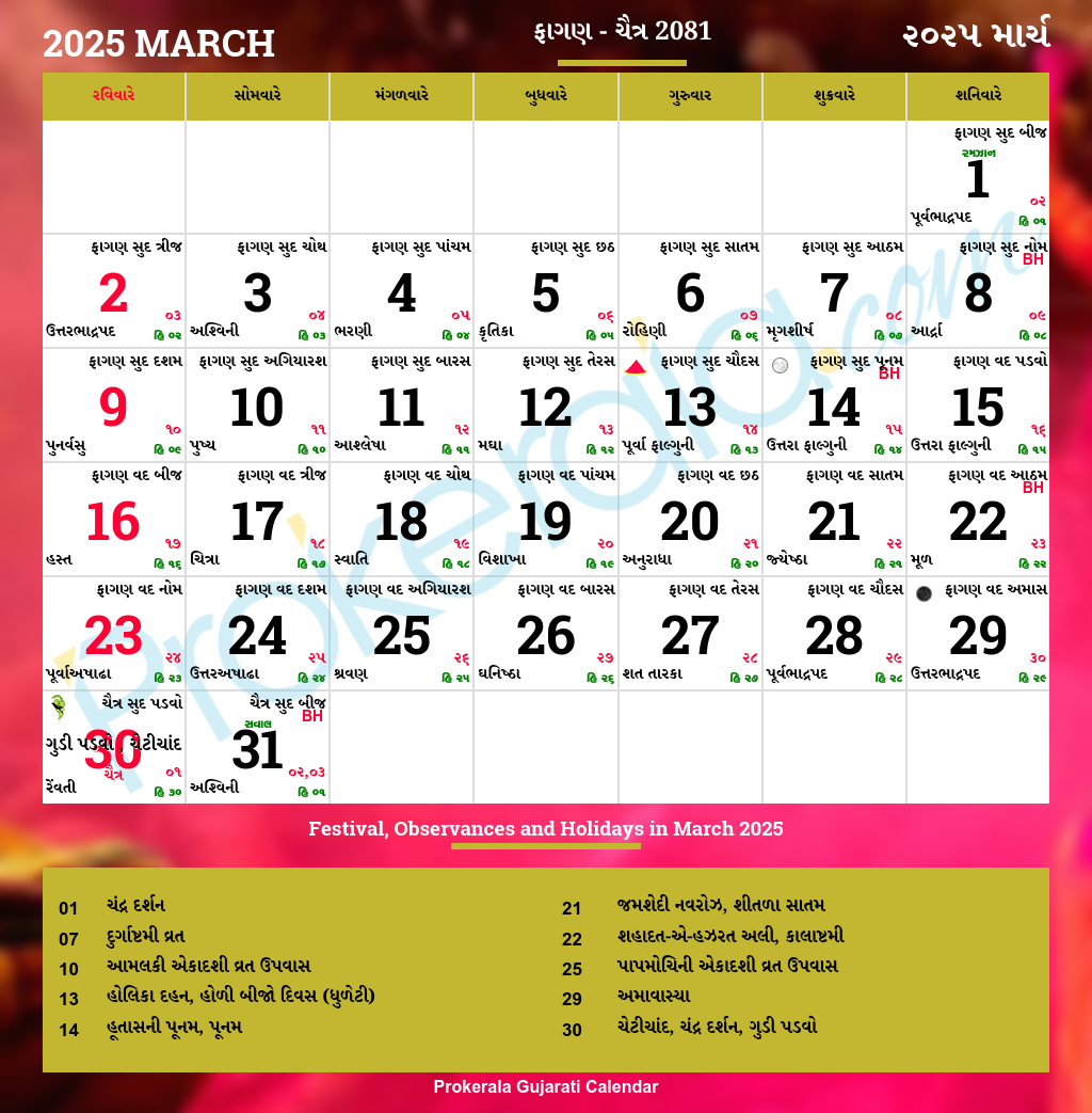 May 2026 Gujarati Calendar