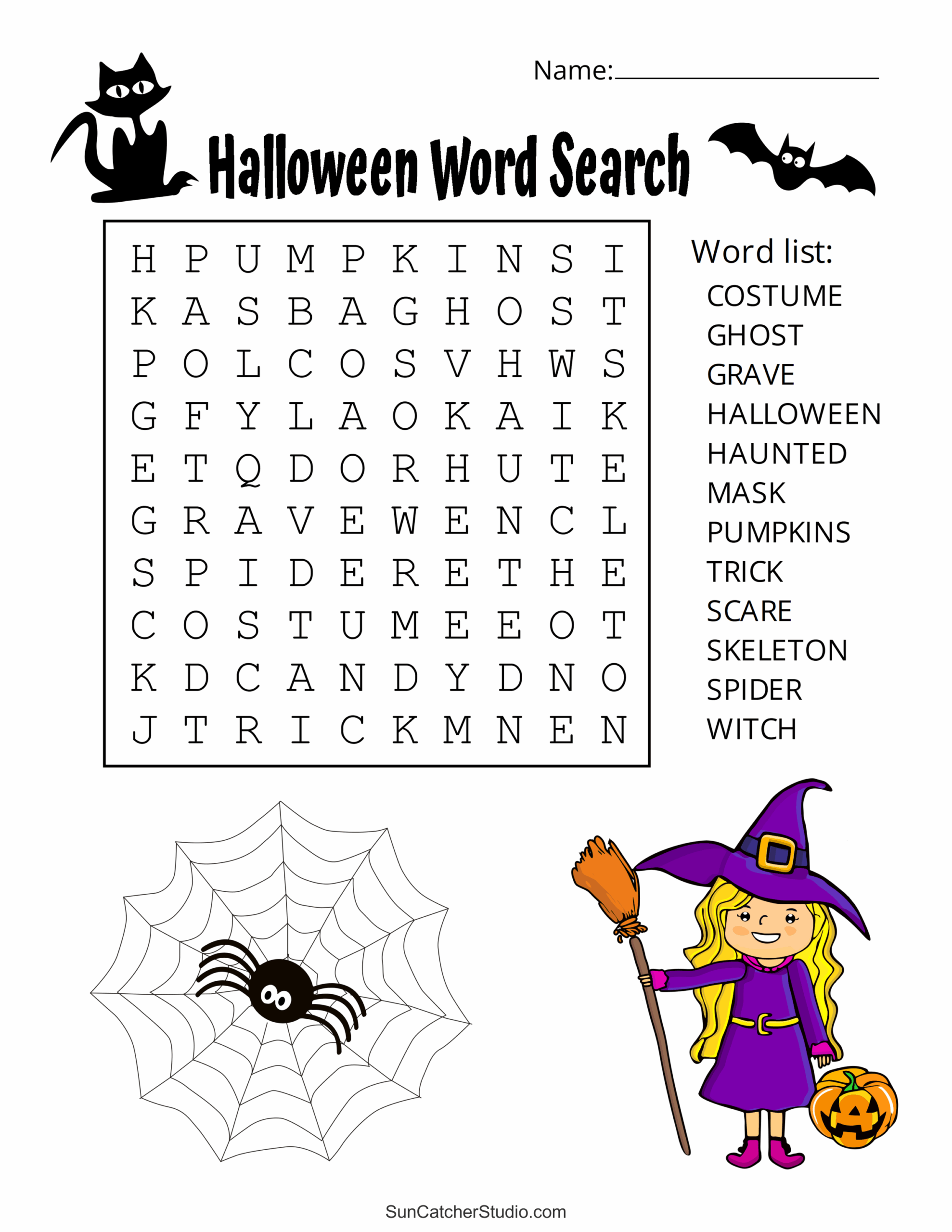 Free Printable Halloween Word Searches